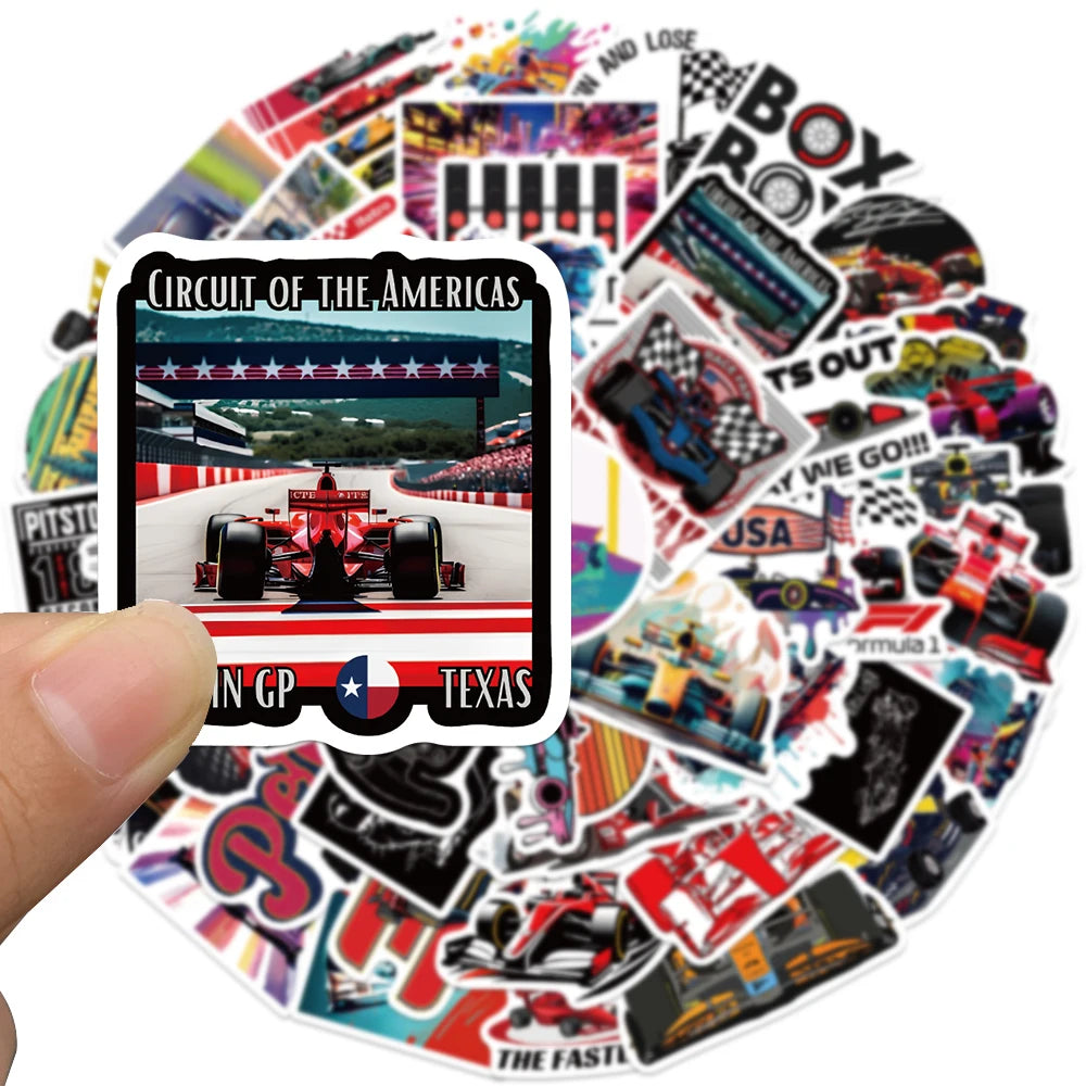 50pcs F1 Formula funny Stickers