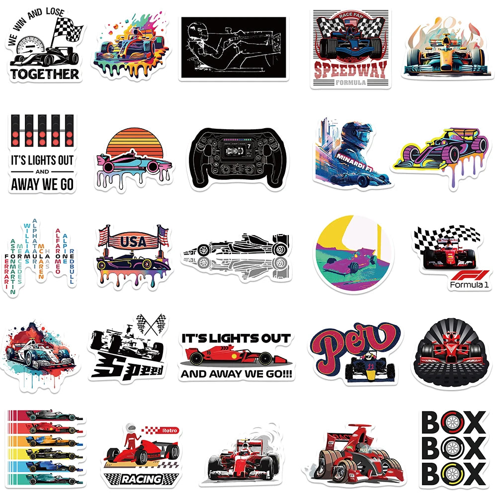 50pcs F1 Formula funny Stickers